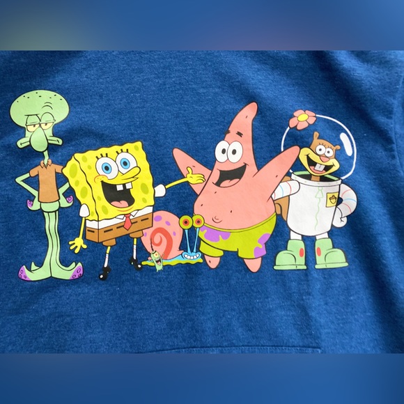 SpongeBob SquarePants Cast, Pullover Hoodie Sweater, Blue Juniors Size M (7-9) - Picture 2 of 10
